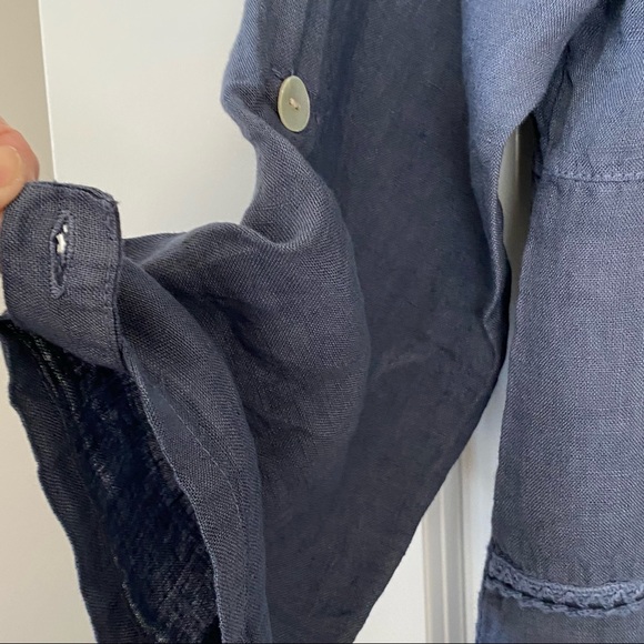 Made in Italy brand Blue Linen Button-Up Blouse - Picture 6 of 10